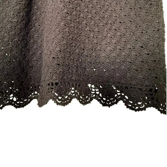 Vintage AGW Division of Graff Black Open Knit Cardigan XL Floral Embroidered - Picture 11 of 11